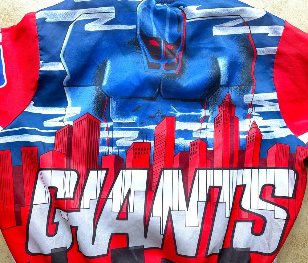 New York Giants 90s CHALK Line FANIMATION bomber jacket M red blue NFL vintage